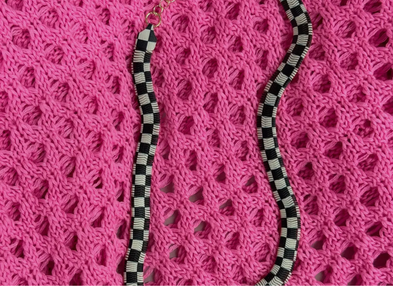 Checkered Black + White Necklace