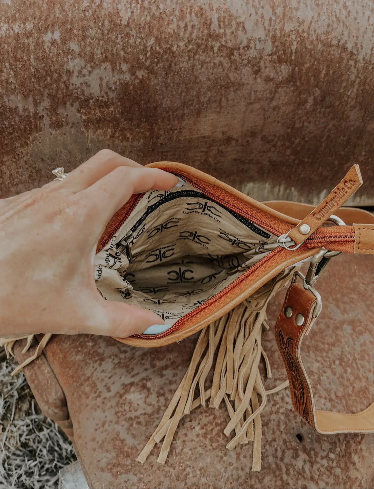 Vintage Checkered Cowhide Crossbody