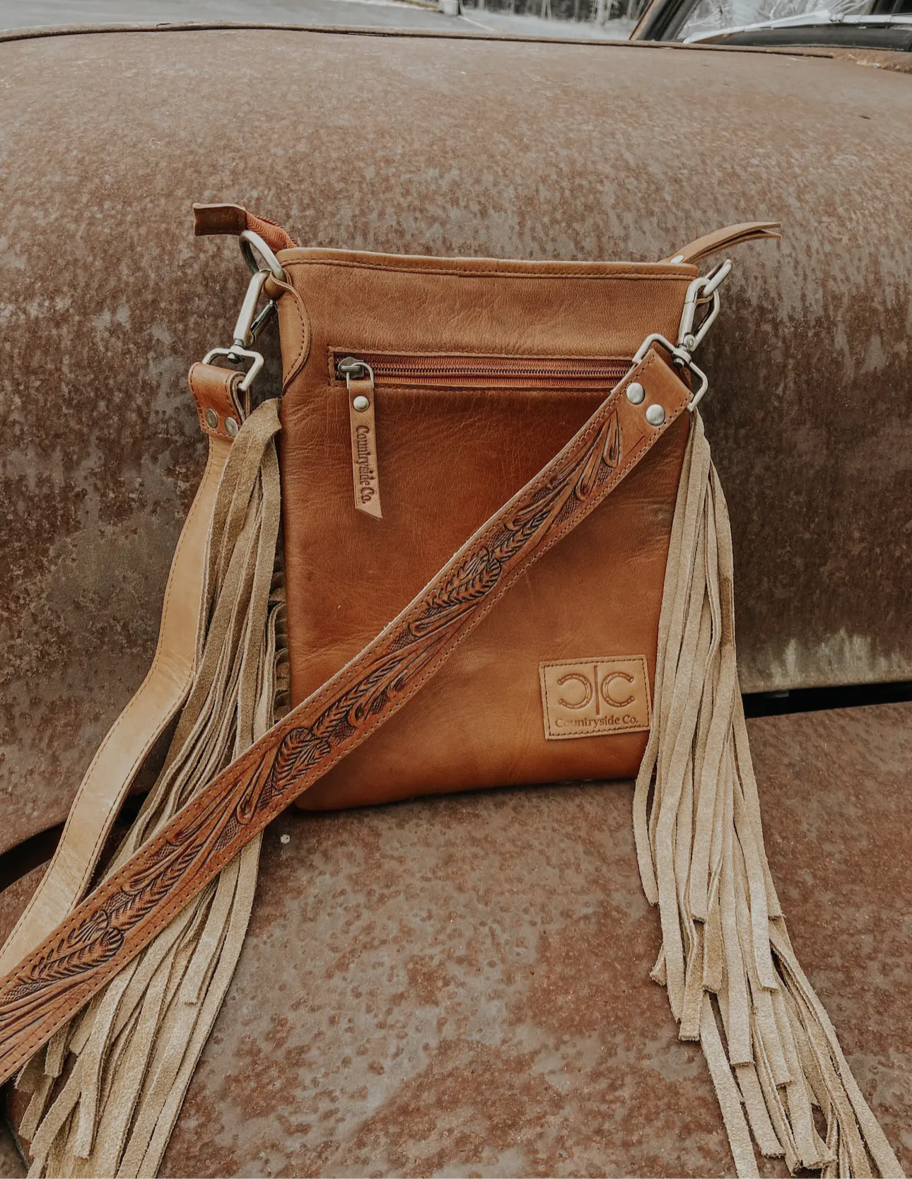 Vintage Checkered Cowhide Crossbody